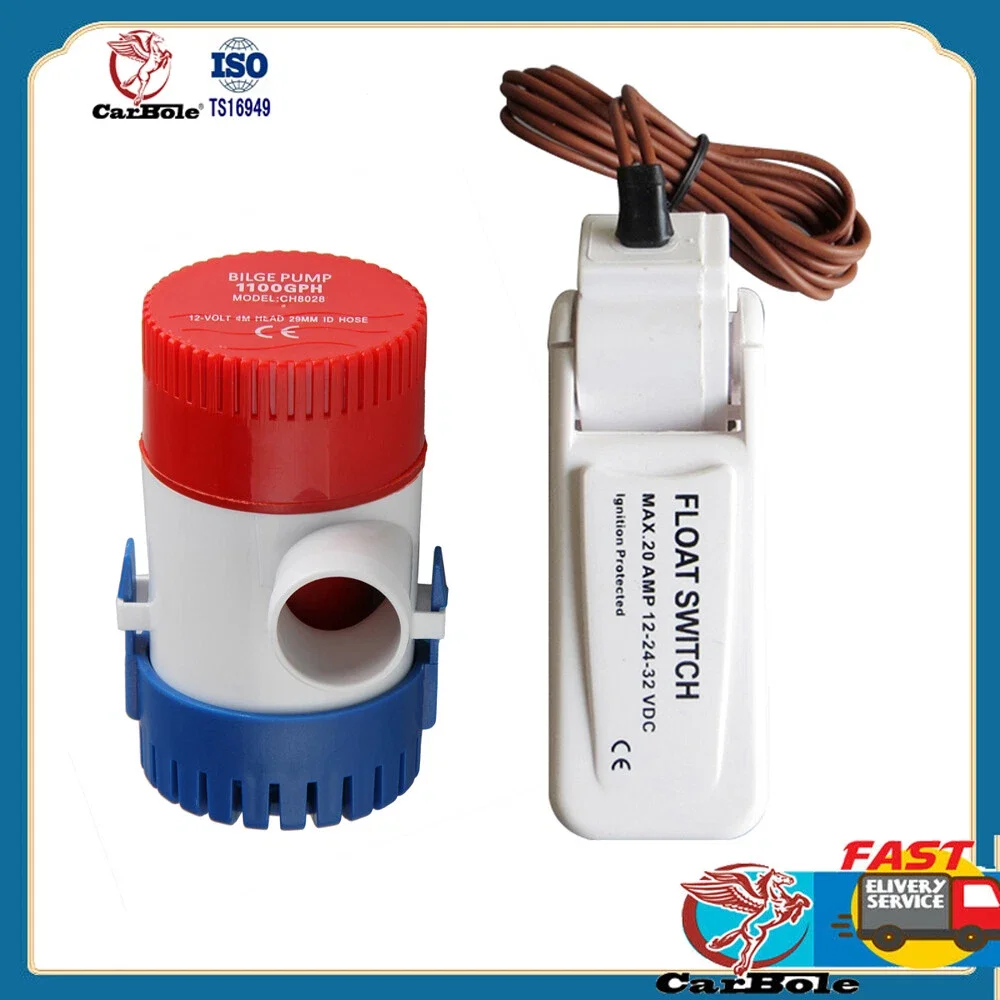 

1100GPH 12V Marine Boat Yacht Submersible Bilge Sump Water Pump W/ Float Switch