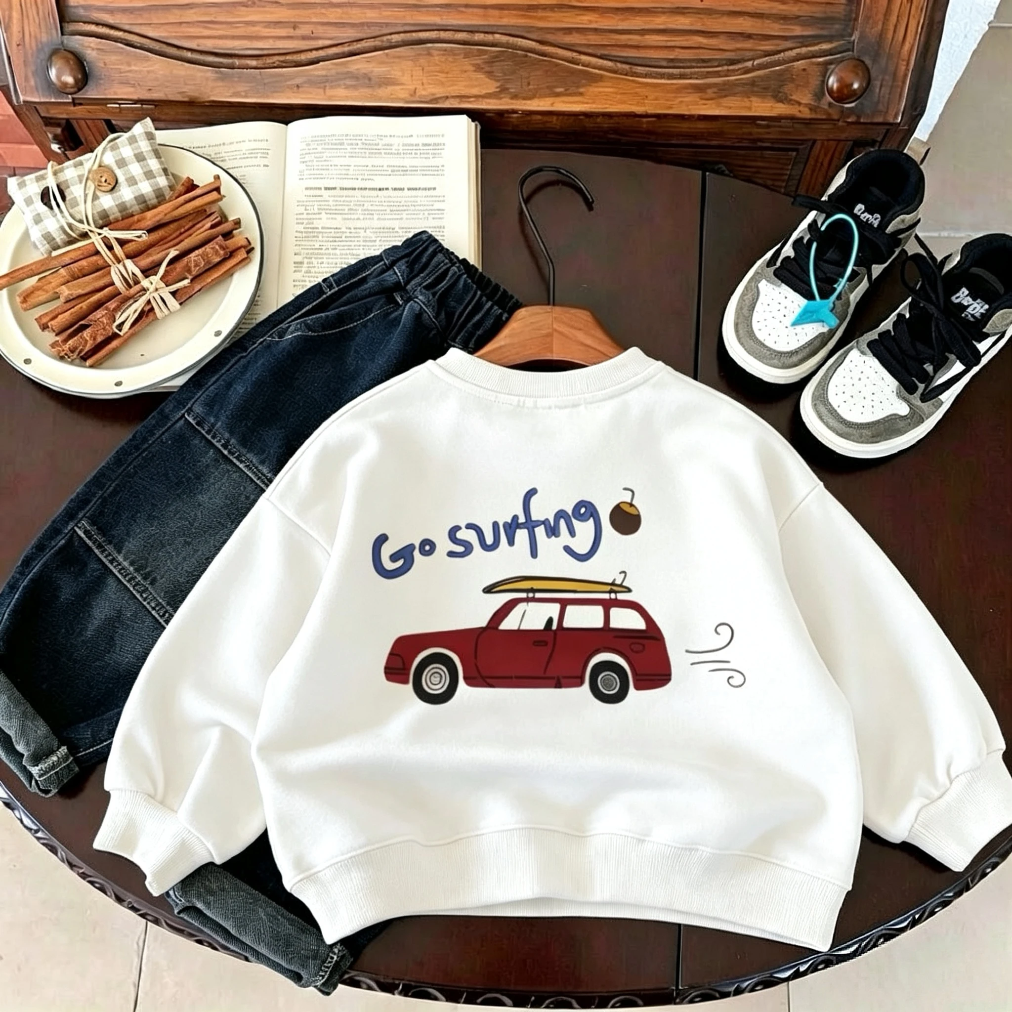 Children's Wear Autumn Sweatshirts Simple Fashion Korean Style Baby Girl Boy Long Sleeved Tops Round Collar Hoodie Kids Clothing