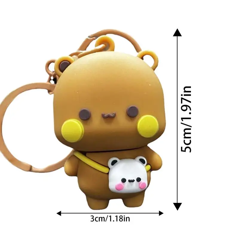 Bear Key Holder Funny Cartoon Couple Bear Panda Doll Key Charm 5cm Cute Animal Figure Key Accessories For Boys And Girls