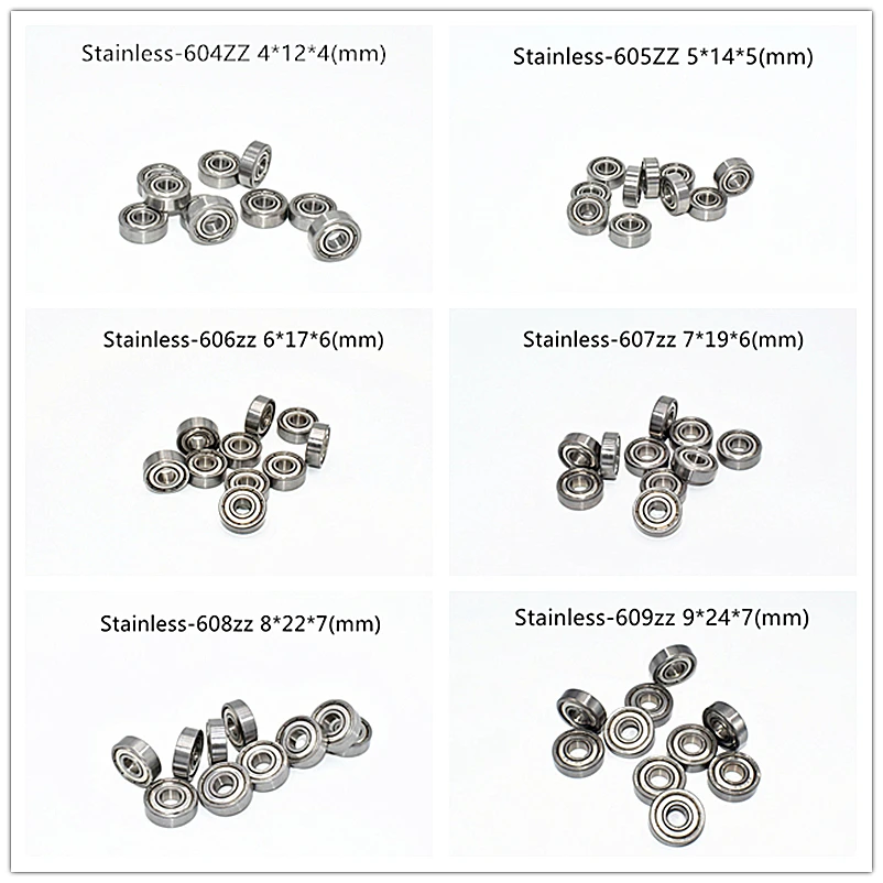 

Stainless steel bearing 10Pieces S604ZZ S605ZZ S606ZZ S607ZZ S608ZZ antirust metal sealed Mechanical equipment parts