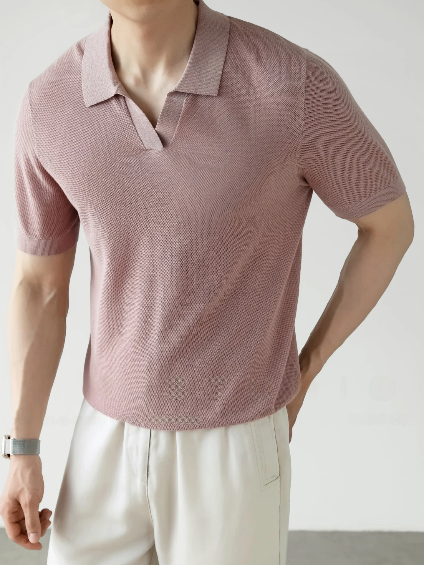 Natural Breathable Cotton Linen Silk Honeycomb Mesh Knitted Short Sleeve  Shirt Men Summer Casual Commute Cool Feeling T-...