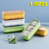 1/3/5/10PCS Mini 3 Cavity Ice Cube Tray with Lid Soft Bottom Food Grade Square Ice Mold Storage Box for Ice Cream Making Tools