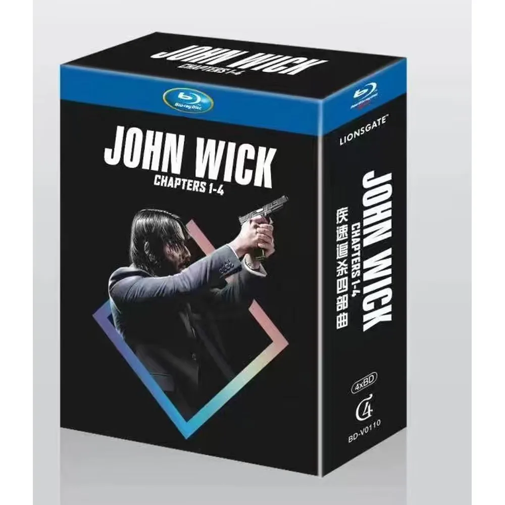 Brand New BD Blu-ray High Definition John Wick Quadrilogy 4 Disc Set English Audio Chinese Subtitles