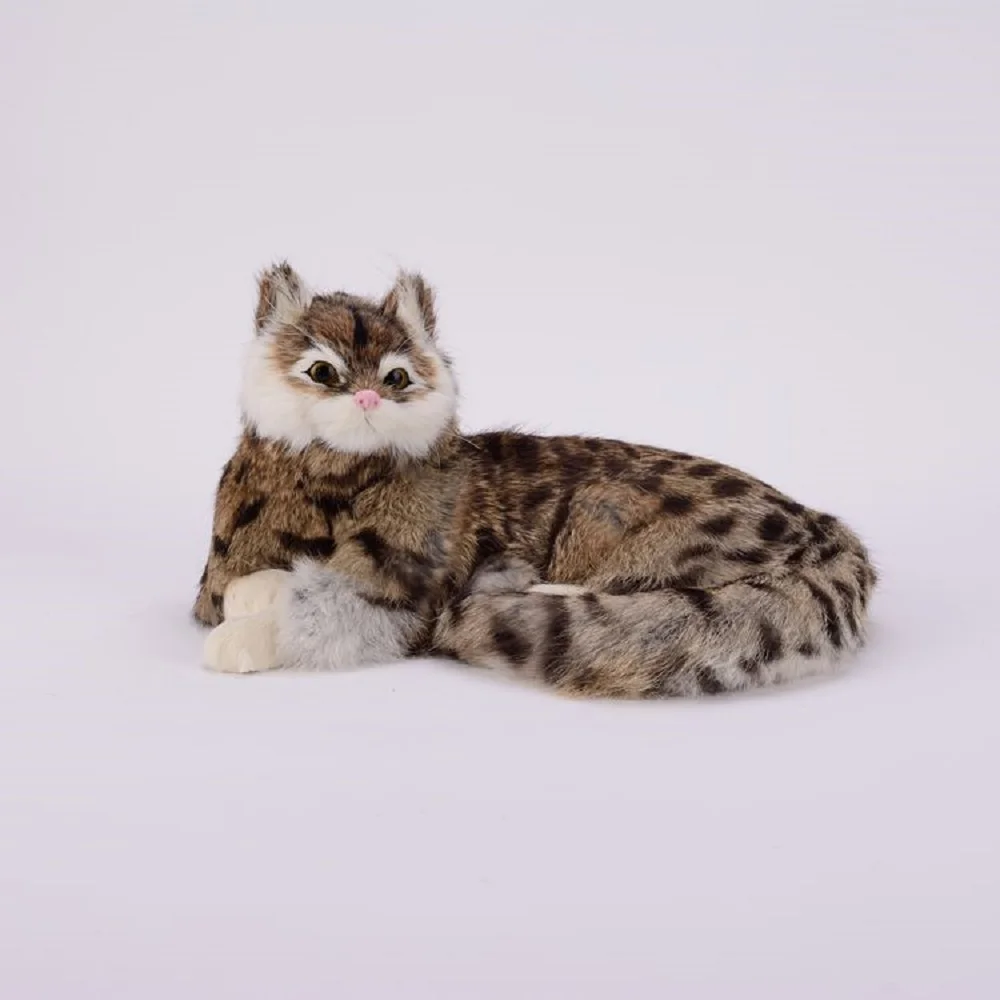 high quality simulation cat plastic&fur gray pattern lying cat doll gift about 25x11x20cm