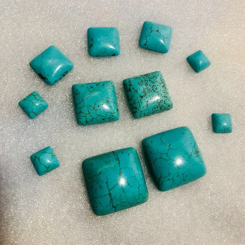 Wholesale 5pcs/pack Natural Magnesite Turquoise Bead Cabochon 10mm 15mm 20mm 25mm Square Gemstone Jewelry Ring Face,Pendants