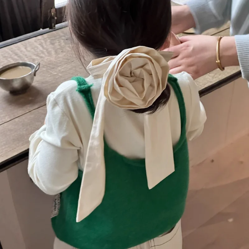 

2025Spring New Girls' Mori Style Vest and Pants Set Solid Color Camisole Children's Clothing Set Wholesale