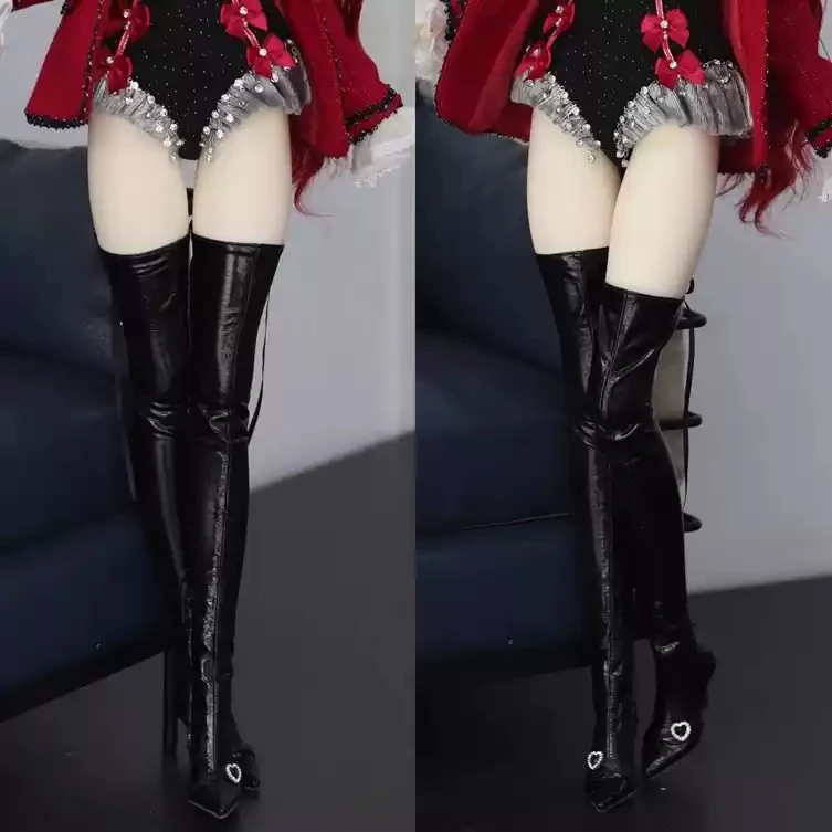 D09-P796 children handmade toy 1/3 DD big girl XAGA AS SD16 BJD/SD Doll shoes Lacquer leather long leg high-heeled boots 1pair