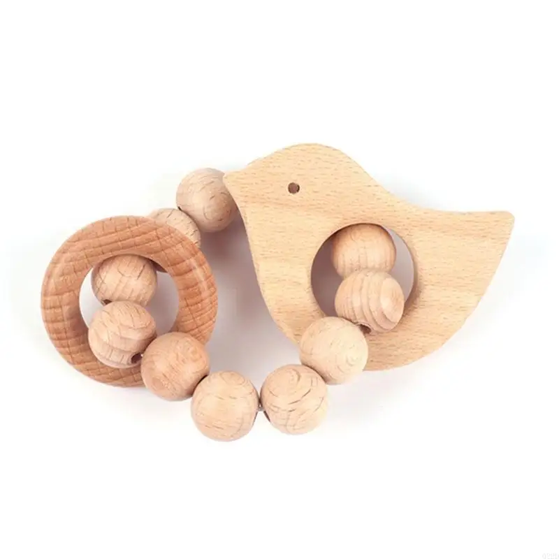 

Q22D Baby Thette Thette Rathtlet Bristlet Деревянная бусинка Soother Toy для младенца 6-12 м