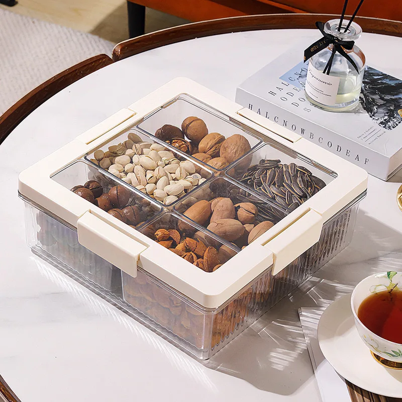 Dried fruit tray, family living room coffee table, snack storage box with lid, sealed nut tray, candy box, internet famous fruit