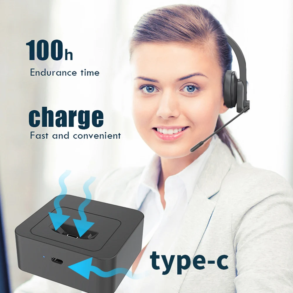 

Bluetooth-compatible Call Center Headset Hands-free Wireless Headphones with Mic Noise Cancelling Earphone for Call Center