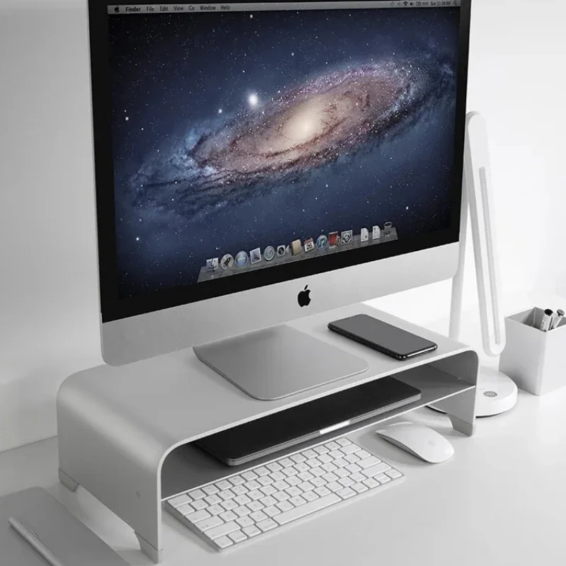 Aluminum Monitor Stand - Ergonomic Laptop Riser with Storage Shelf, Desktop Organizer for iMac/PC, Metal Computer Holder