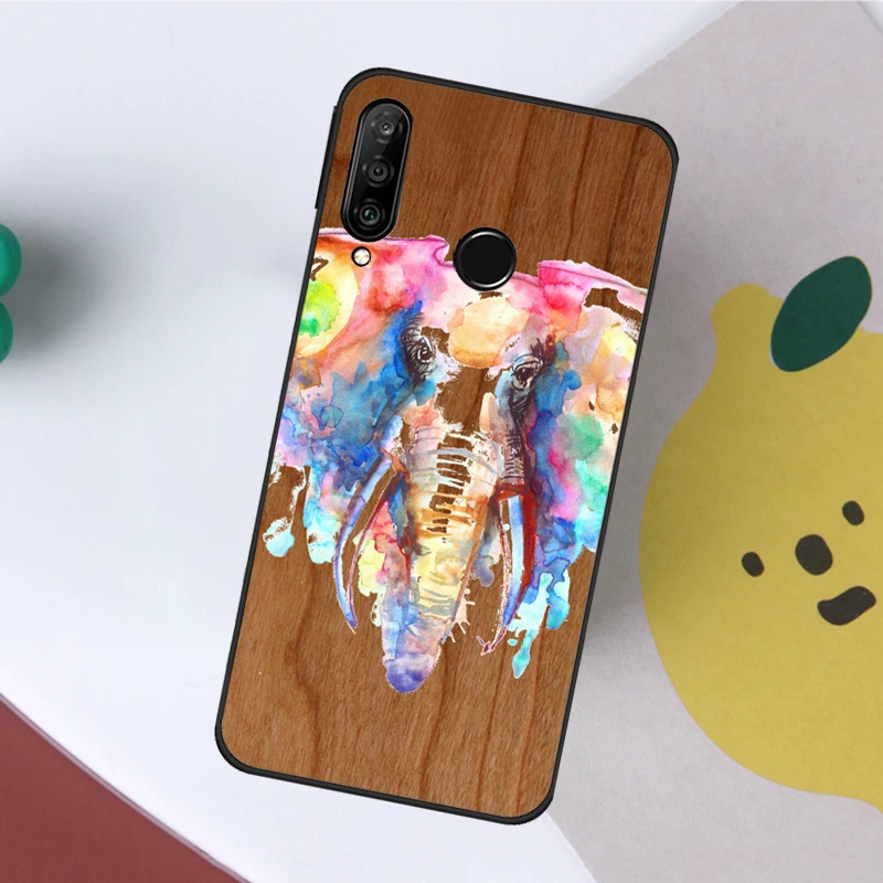 Natural Bamboo Wood Animal Print Case For Huawei Nova Y70 Y60 Y90 Y61 Y91 Y73 3i 7i 8i 11i 11 13 14 Pro 9 10 SE P30 P40 Lite