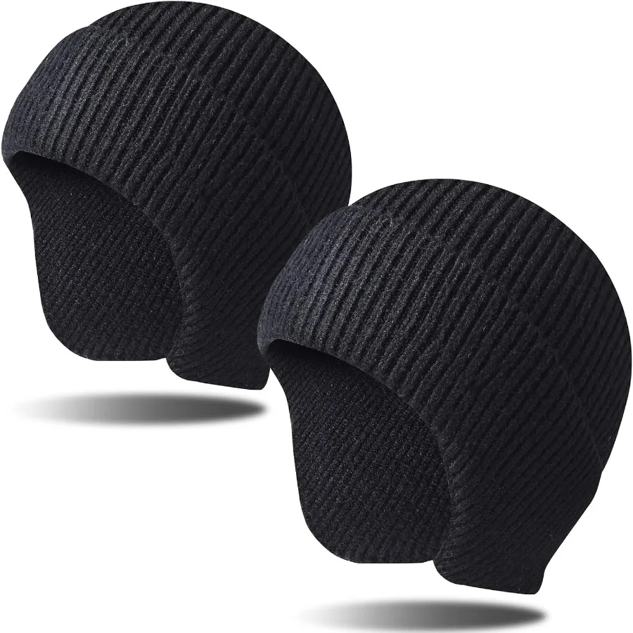 

Winter Men Women Winter Running Cycling Hat with Ear Flaps Snow Thermal Warm Knit Skull Cap Windproof Cold-Proof