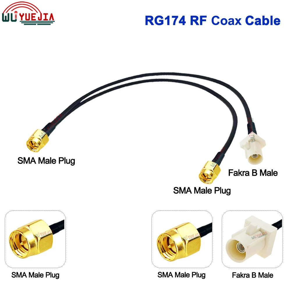 RG-174 كابل SMA ذكر التوصيل إلى الأبيض فقرا B ذكر التوصيل + فقرا B أنثى جاك RF كابل محوري واي فاي هوائي تمديد البلوز ضفيرة