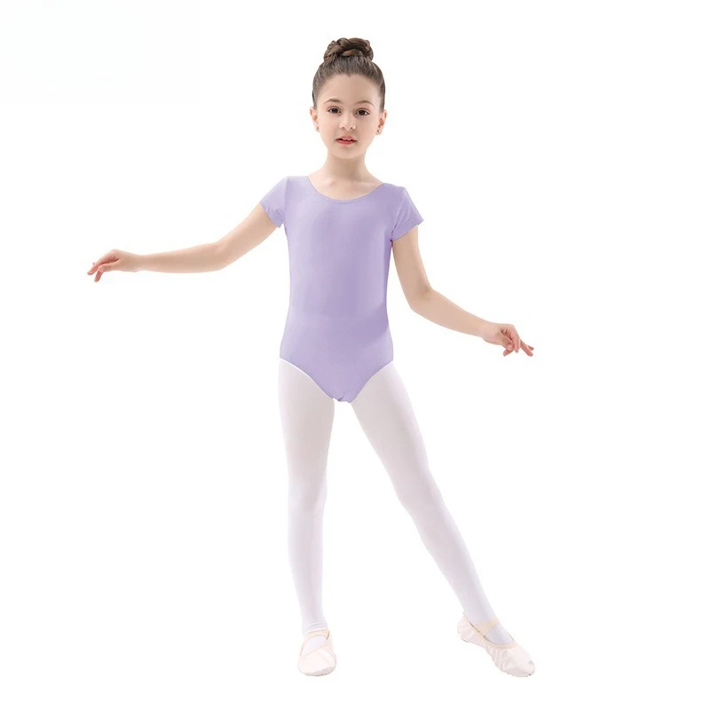 Fanceey enfants justaucorps de gymnastique à manches courtes respirant danse body filles danse vêtements d'entraînement Ballet gymnastique formation
