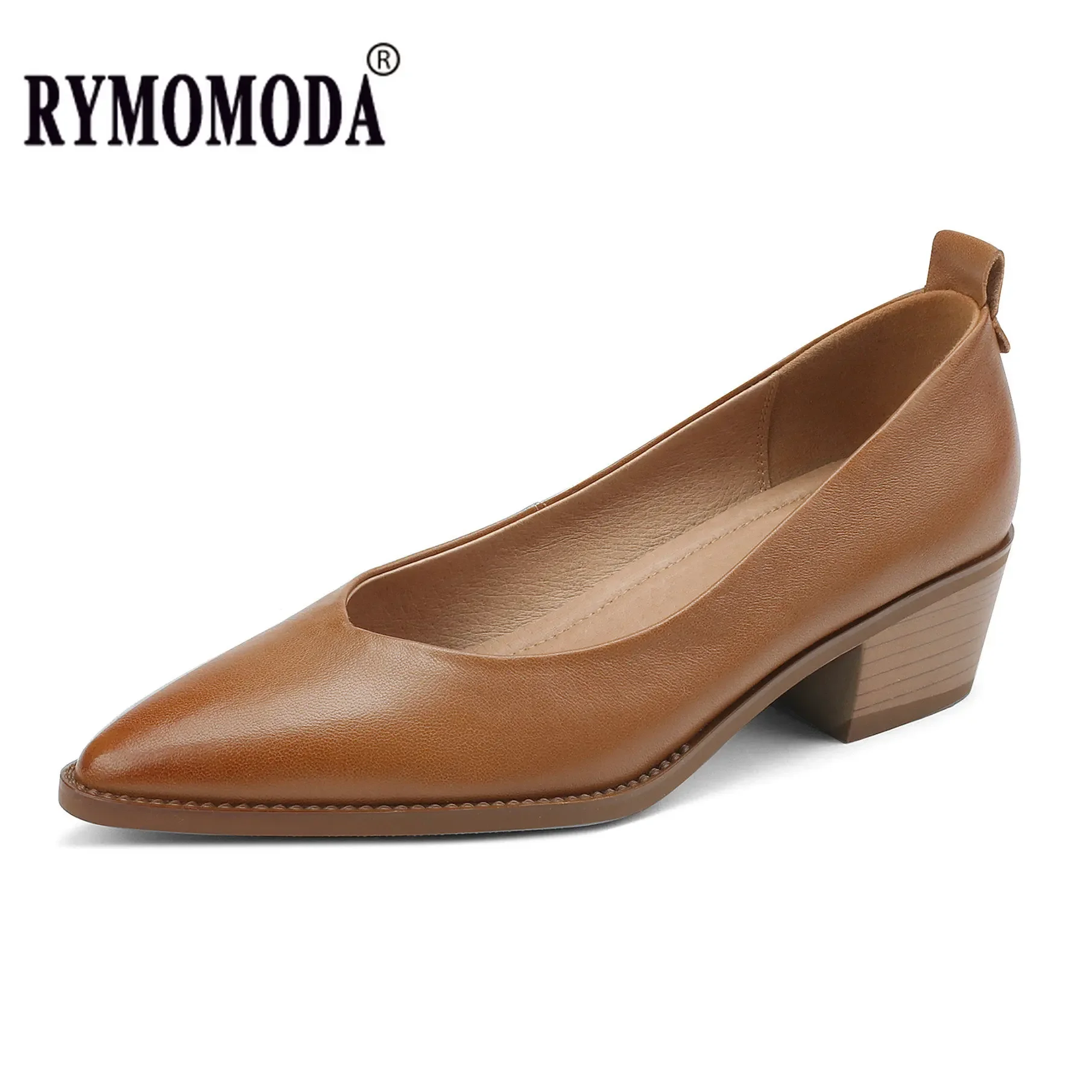 Genuine Leather Pumps Women 2025 New Spring Sheepskin Pointed Toe Pigskin Lining Slip on Elegant Comfortable Ladies Office Shoes