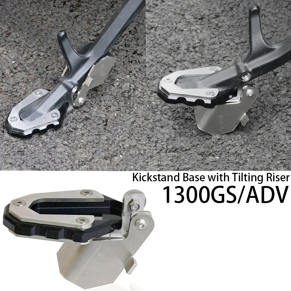 

For BMW R1300GS R1300GS Adventure Adjustable Side Stand Kickstand Base with Tilting Riser Side Stand Enlarger Pad Extension