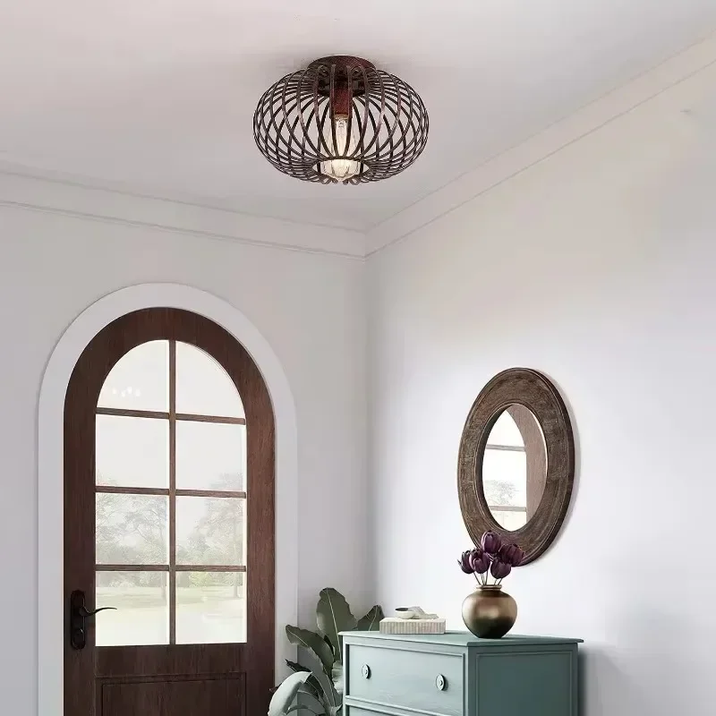 Industrial Wind Lantern Chandelier Aisle Corridor Balcony Ceiling Lamp Living Room Dining Room Bedside Lamp