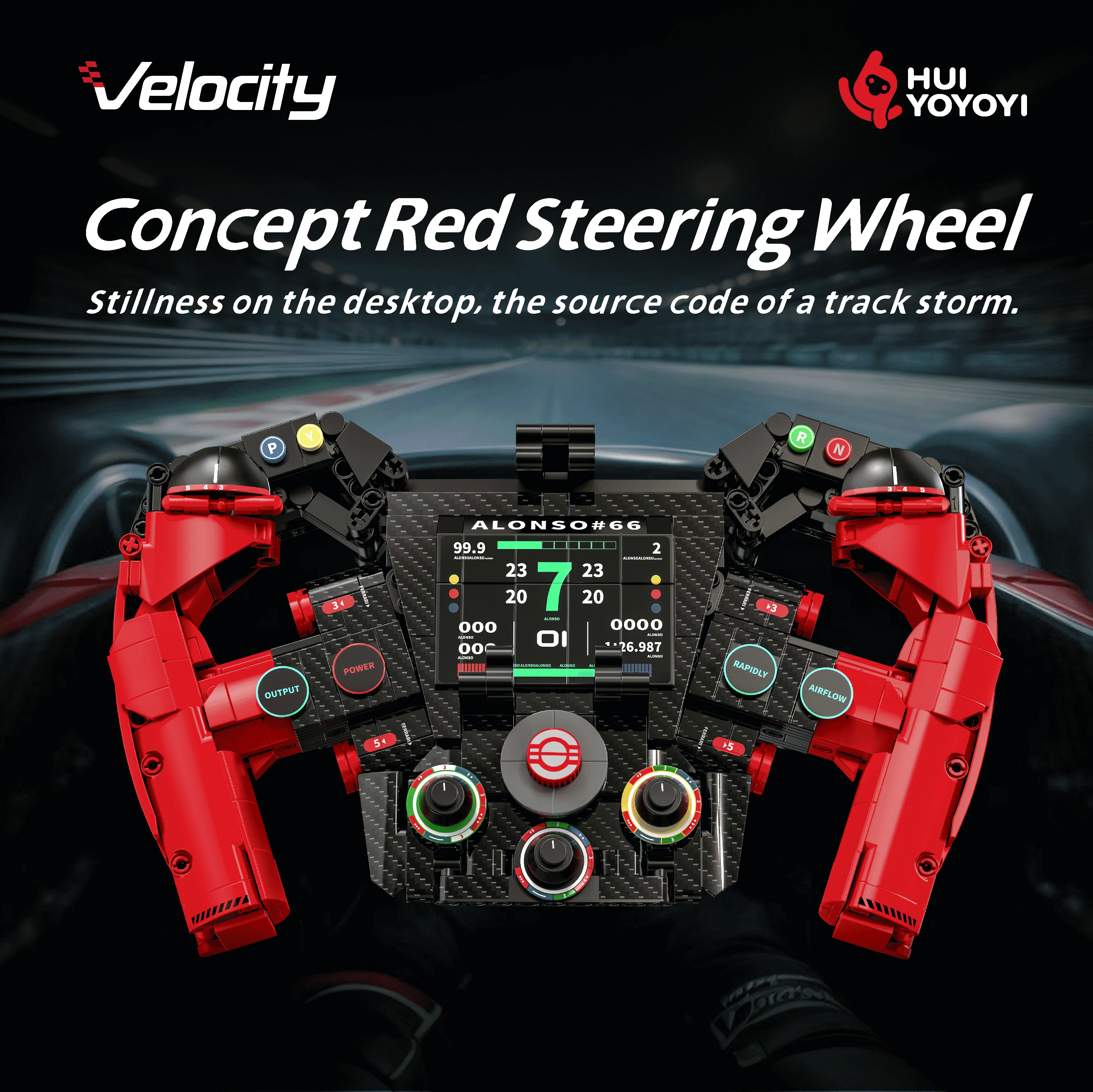 

Steering Wheel Series Red Concept Steering Wheel Model Educational Building Blocks Toy Decoration