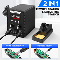2-in-1Hot Air Soldering Iron Station Rework Station Adjustable Temperature 100-500°, Auto Start/Stop Function, 3 Hot Air Nozzles