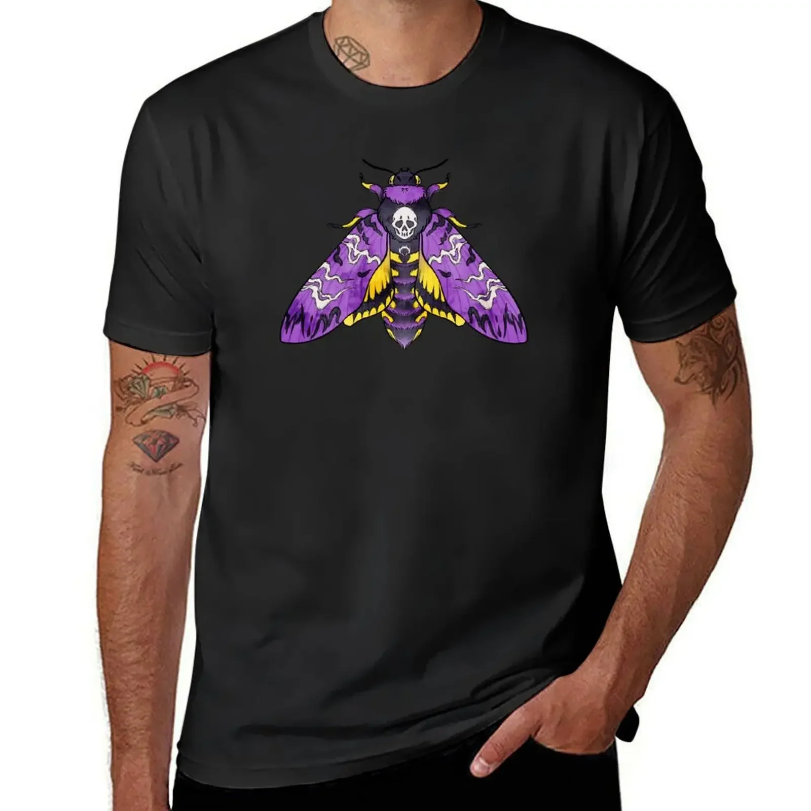 

Pride Moth: Non Binary T-Shirt vintage clothes quick-drying T-shirt men
