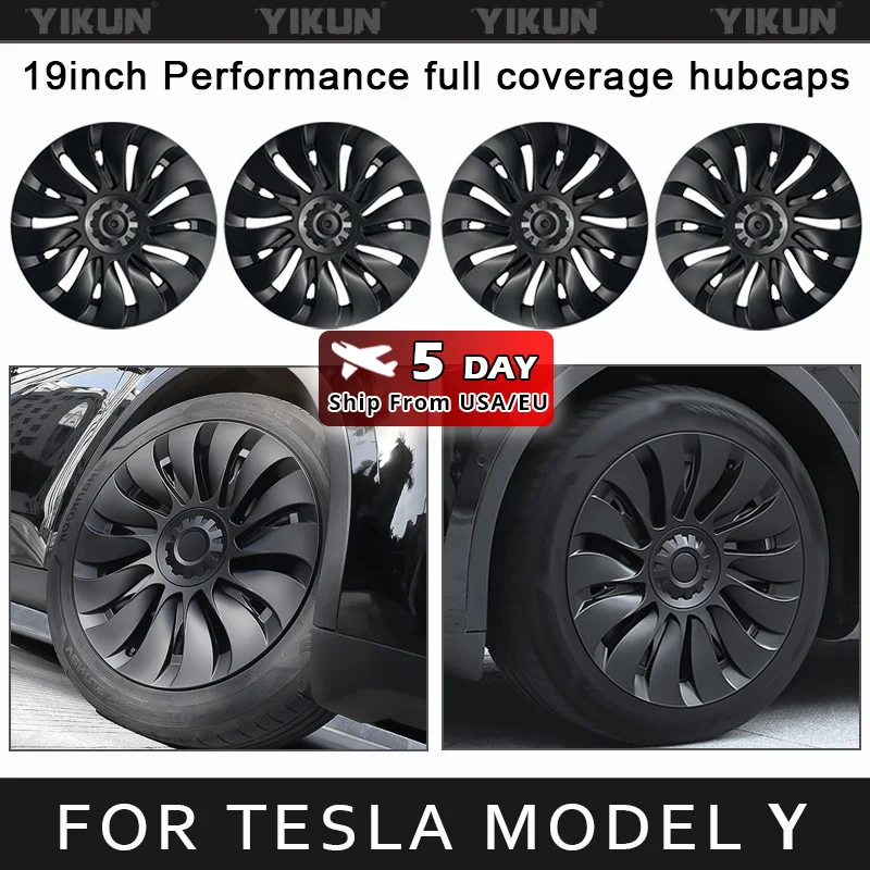 

4PCS Hub Cap for Tesla Model Y 19-Inch Performance Replacement Wheel Cap Automobile Hubcap Full Rim Cover Accessories 2018-2024