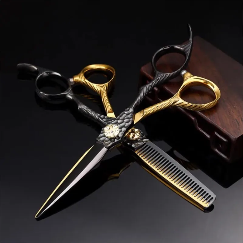 

Barber Scissors Set Professional 9Cr13 Stainless Steel 6 Inch Hair Cutting Shears - Salon Thinning Texturizing Scissors for Home