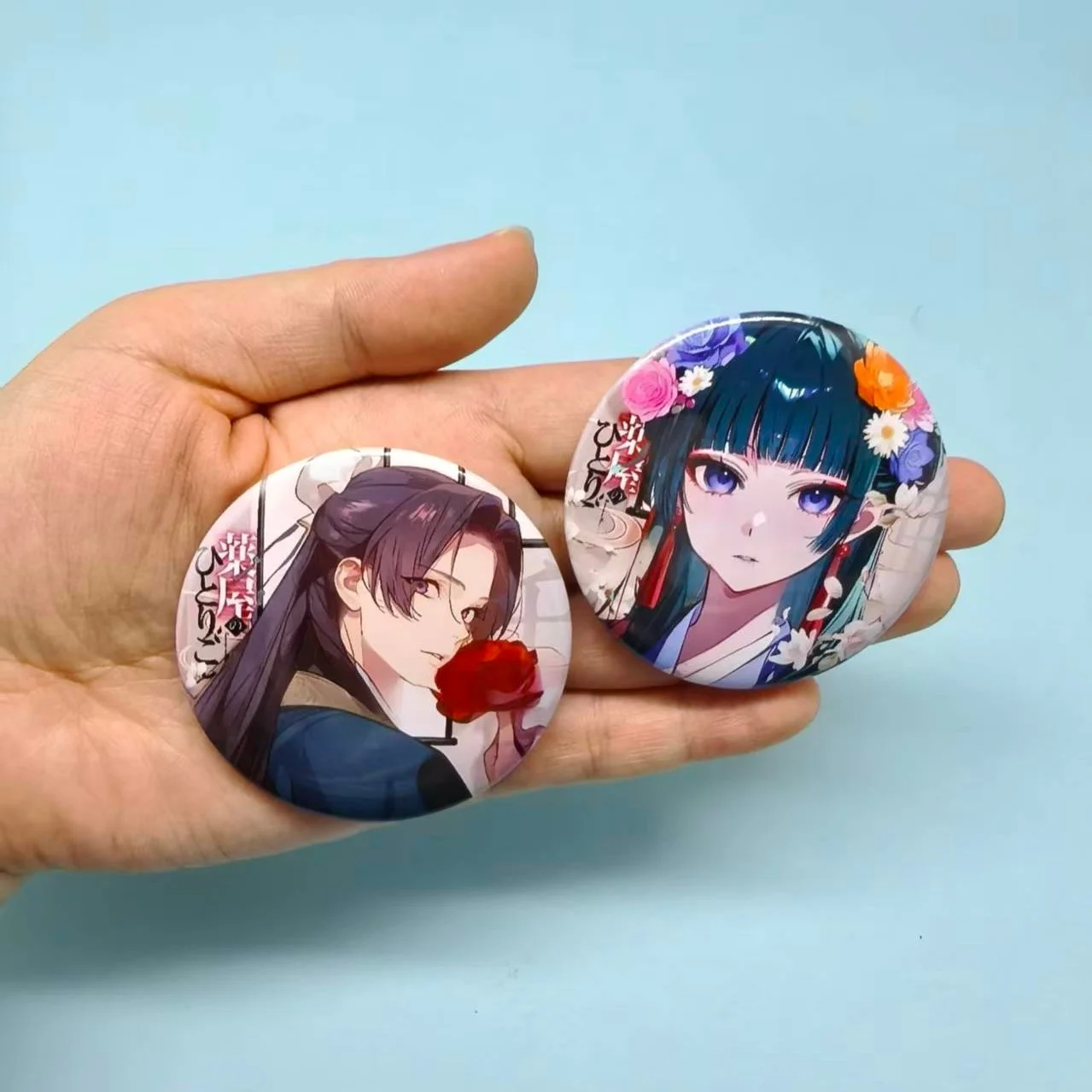 58mm Anime The Apothecary Diaries Tinplate Pins Maomao Jinshi Round Buttons Brooch Couple Badges  Decor Cosplay Accessories 2pcs