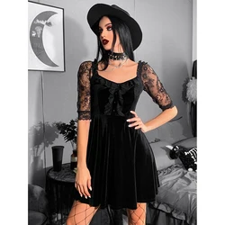 Women's Gothic Directional Design Dress 2024 New Dark Style Lace Splicing Lace Short Women's Dresses