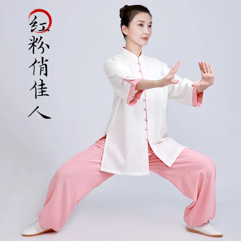 Tai Ji Suit Martial Arts Women's New Western Style High-End Cotton Linen Shadowboxing Exercise Clothing Short Sleeve Summer Thin