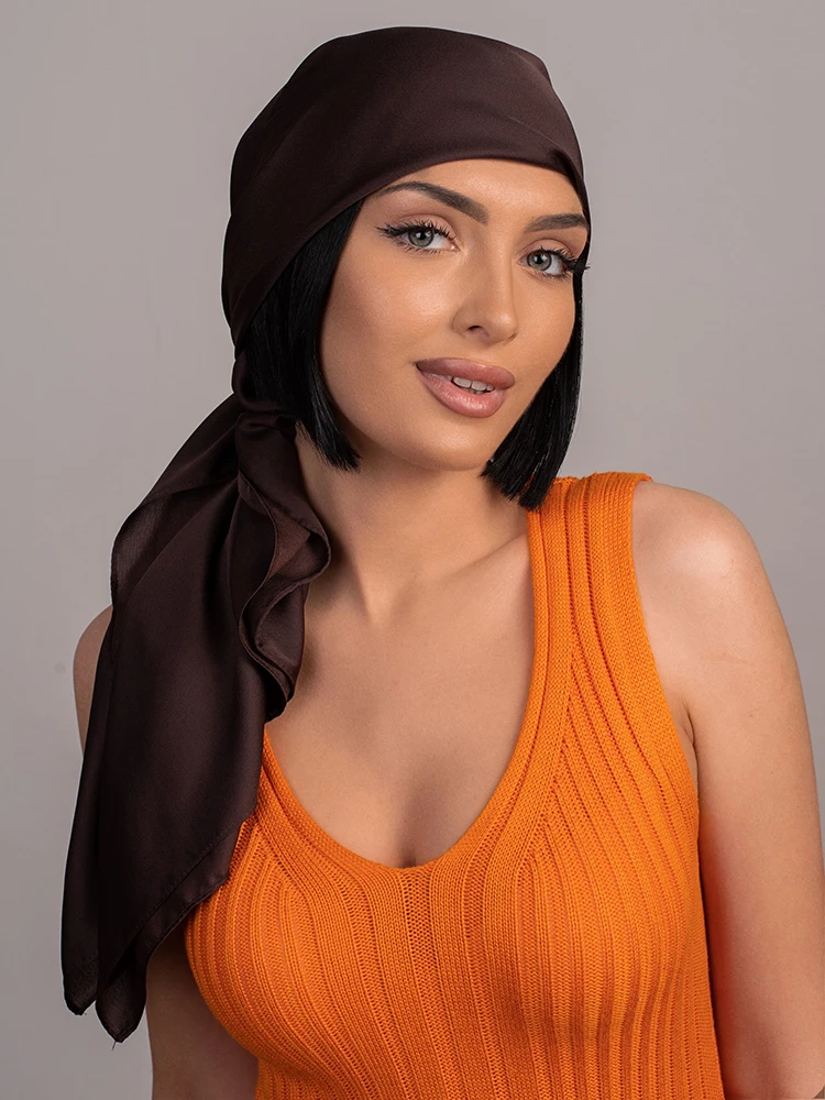 

90cm Solid Colors Neckerchief Hijab Scarf For Women Soft Satin Headband Hair Scarves Female Square Shawls Head Scarfs For Ladies