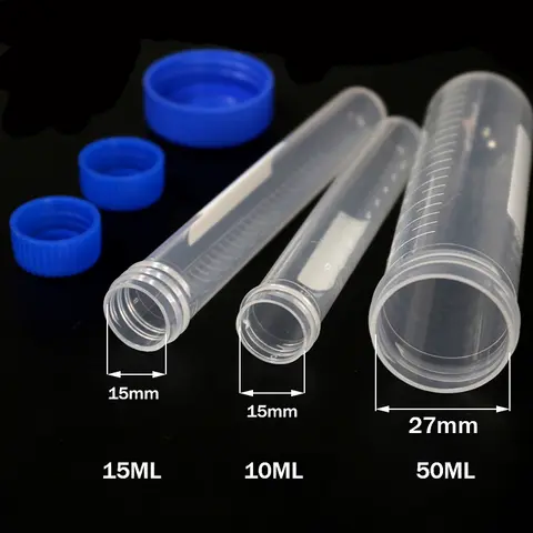 실험실 샘플 스크류 둥근 바닥 플라스틱 테스트 튜브, 스케일 스크류 캡, 원심 튜브, Ep 튜브, 50ml, 15ml, 10ml, 10 개
