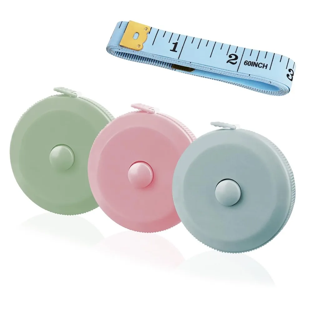 Retractable Dual Sided 60 Inch Body Measuring Tape for Weight Loss Sewing Craft Fabric Tailor Cloth Fitness Measurements Soft Flexible Tape Measure Inch and Centimeter Scale with Push Button Lock
