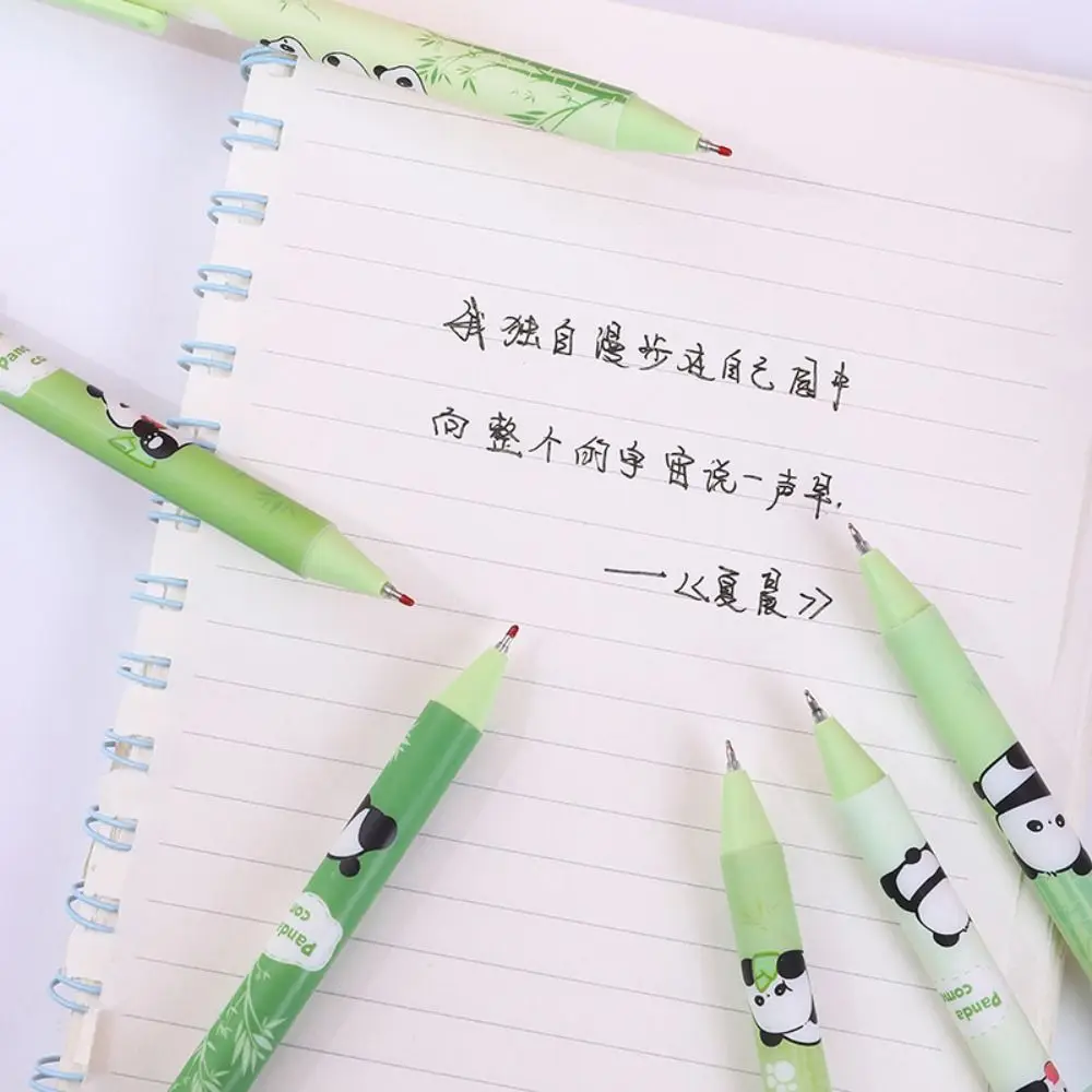 Cute Plastic Panda Gel Pen Black Ink Durable Write Pens Stationery 0.5mm Retractable Neutral Pen School