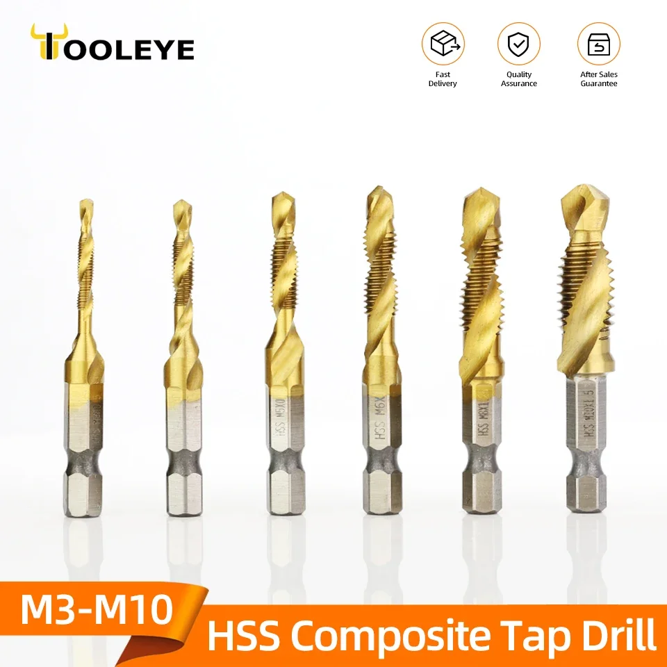 Woodworking Tools Screw Tap Drill Bits Hss Taps Countersink Deburr Set Metric Combination Bit High Speed Steel Tap Compound