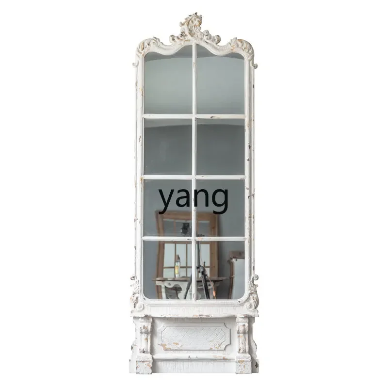 CX retro carved door panel full-length mirror clothing store art mirror