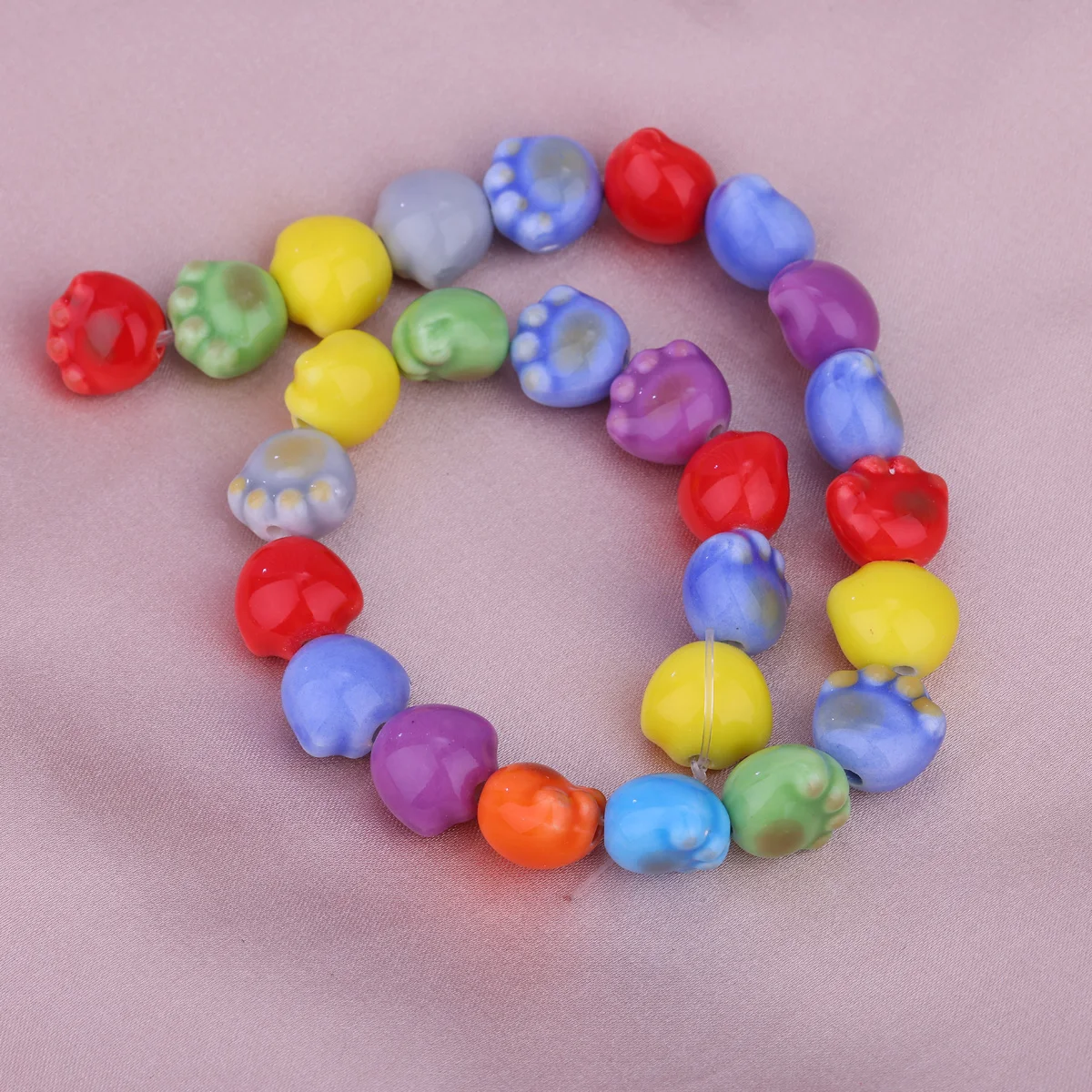 10pcs 13*12*10 ceramic charcoal-fired colorful kitten claw straight hole beads diy beaded bracelet necklace earrings jewelry han