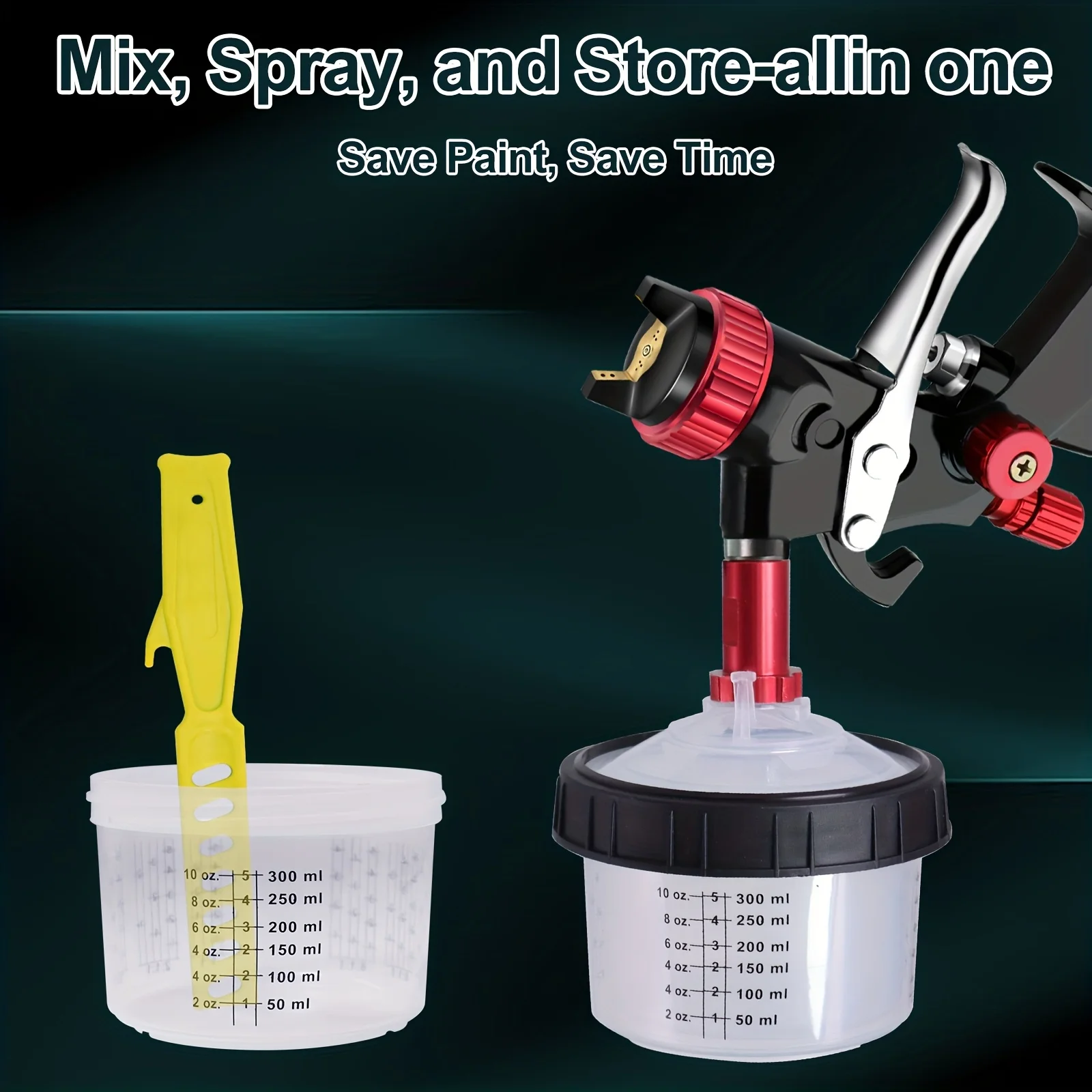 10/50pcs/Set Spray Gun Paint Mixing Cup, H/O Quick Cup, Spray Gun Reservoir, 300ml Disposable Paint Cup