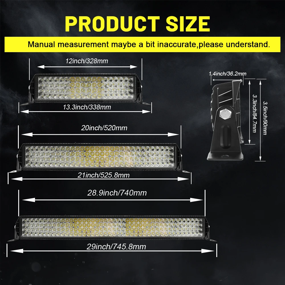 CO LIGHT 4-Rows LED Light Bar 12" 20" 28" 90000LM Spot Flood Combo Beam Driving Off Road Work Light for Truck Pickup ATV UTV SUV view 6