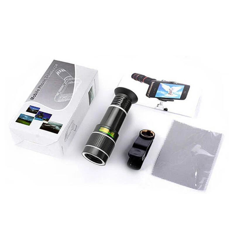 Objectif de téléphone à Clip 12x, Zoom optique HD, caméra Macro, Kit pour Smartphone universel, mise au point de télescope