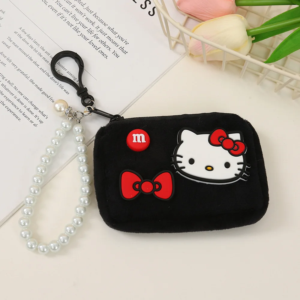 Sanrio Wallet Keychain Hello Kitty Kuromi Cartoon Cute Plush Doll Pendant Change Storage Bag Kawaii Anime Accessories Gifts