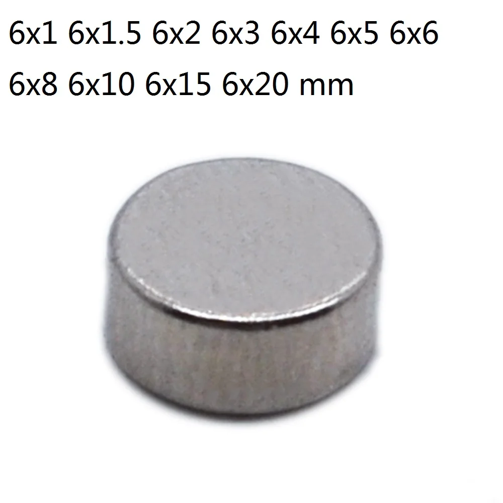 

Magnet 6x1 6x1.5 6x2 6x3 6x4 6x5 6x6 6x8 6x10 6x20mm Round N35 NdFeB Neodymium Magnet Powerful Rare Earth Permanent Magnets iman