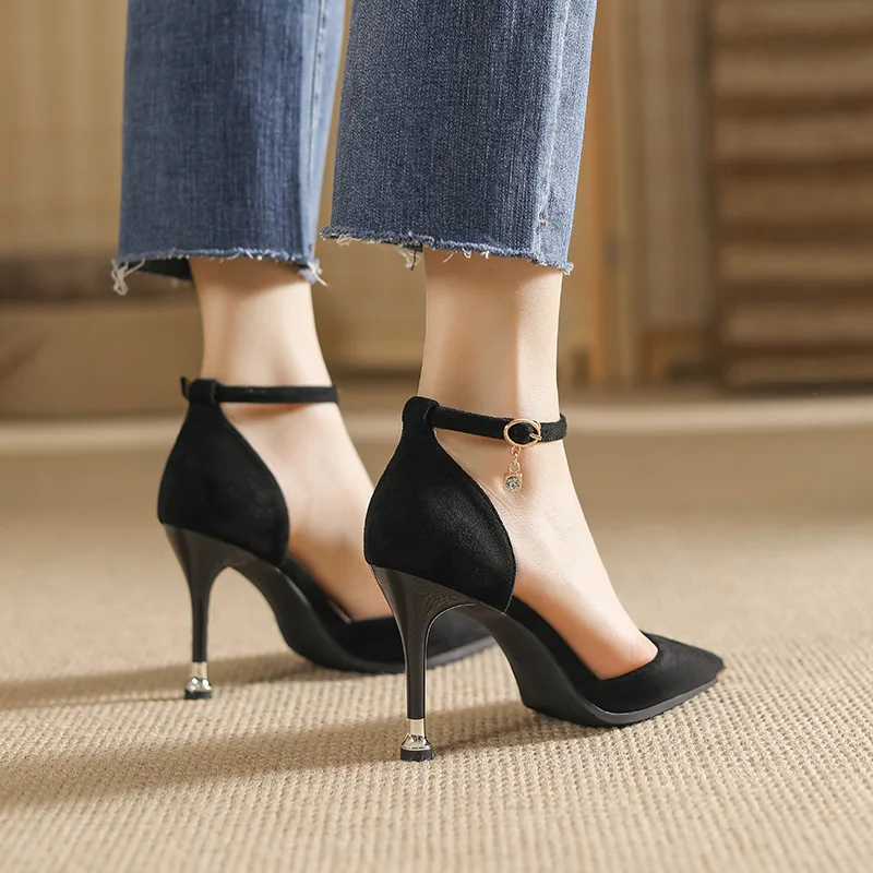 Size 31-43 Pointed Toe Hollow High Heels Women Pumps Solid Color Thin Heel Shoes