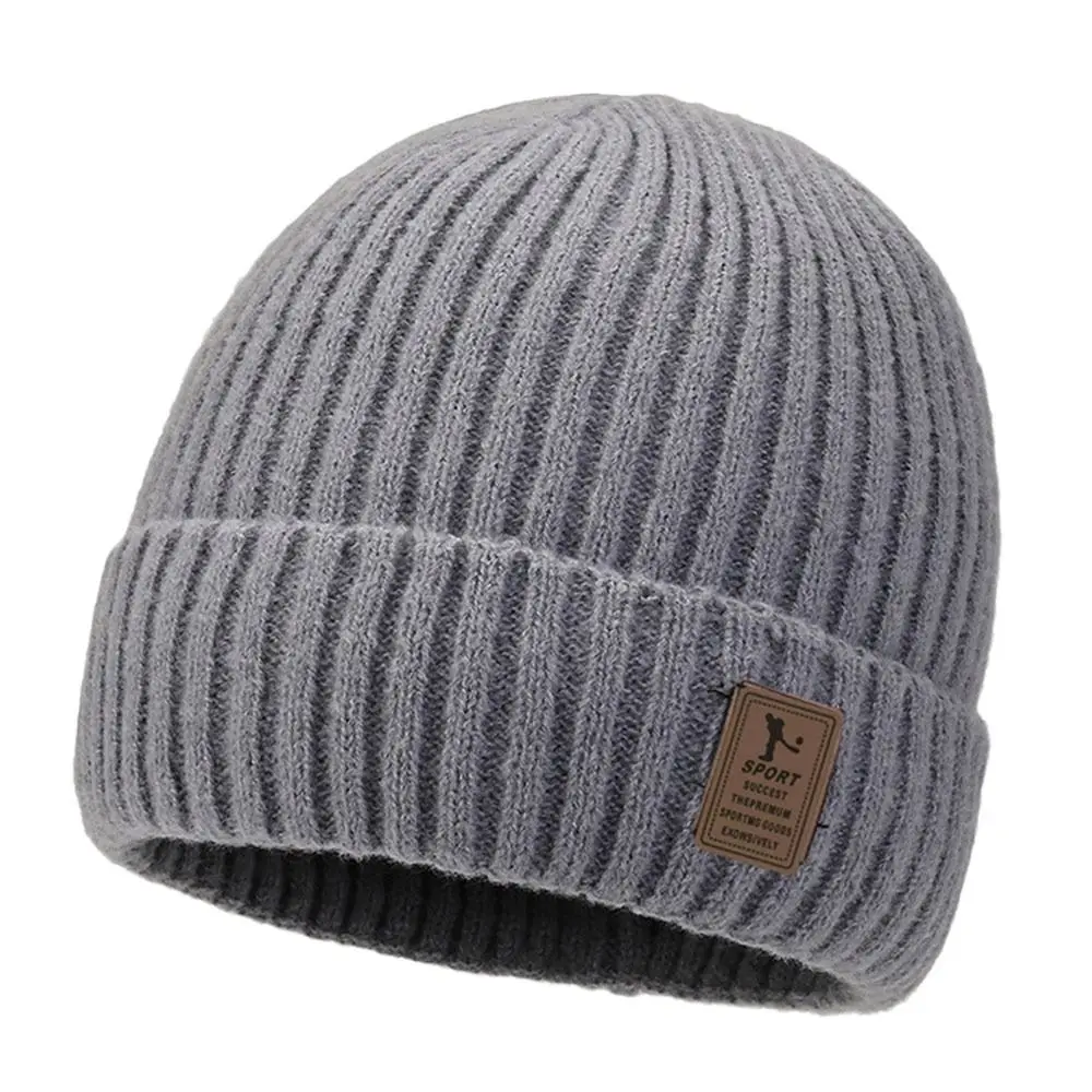 Winter Soft Knitted Hat Fleece-Lined Windproof Ear Protection Cap Thick Warm Earmuffs Cap Outdoor