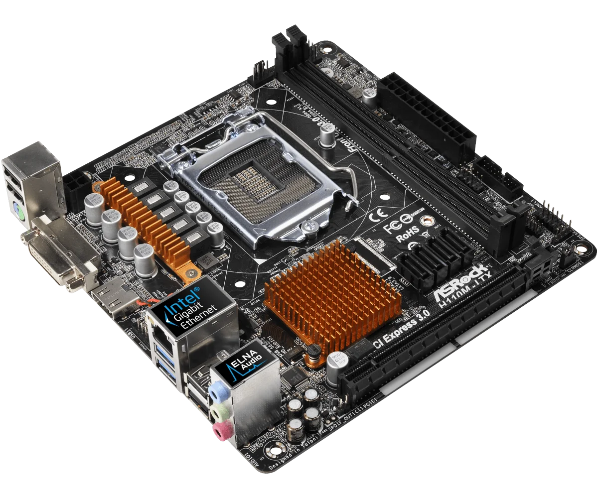 Imagem -03 - Mini Motherboard Asrock H110m-itx Itx 1151 Ddr4 32g Suporta I57600 I56500 I3-6100 I7-7700 G4400 Cpu Intel-h110