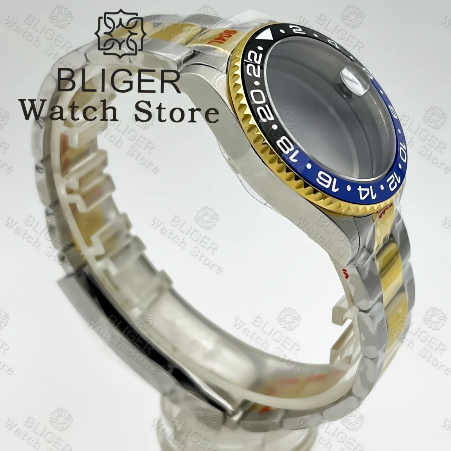 36mm 38mm Wysokiej jakości srebrno-złota koperta zegarka nurkowego Szafirowa Pasuje do NH34 NH35 NH36 38 ETA2824 PT5000 Mechanizm GMT SUB Części do zegarków