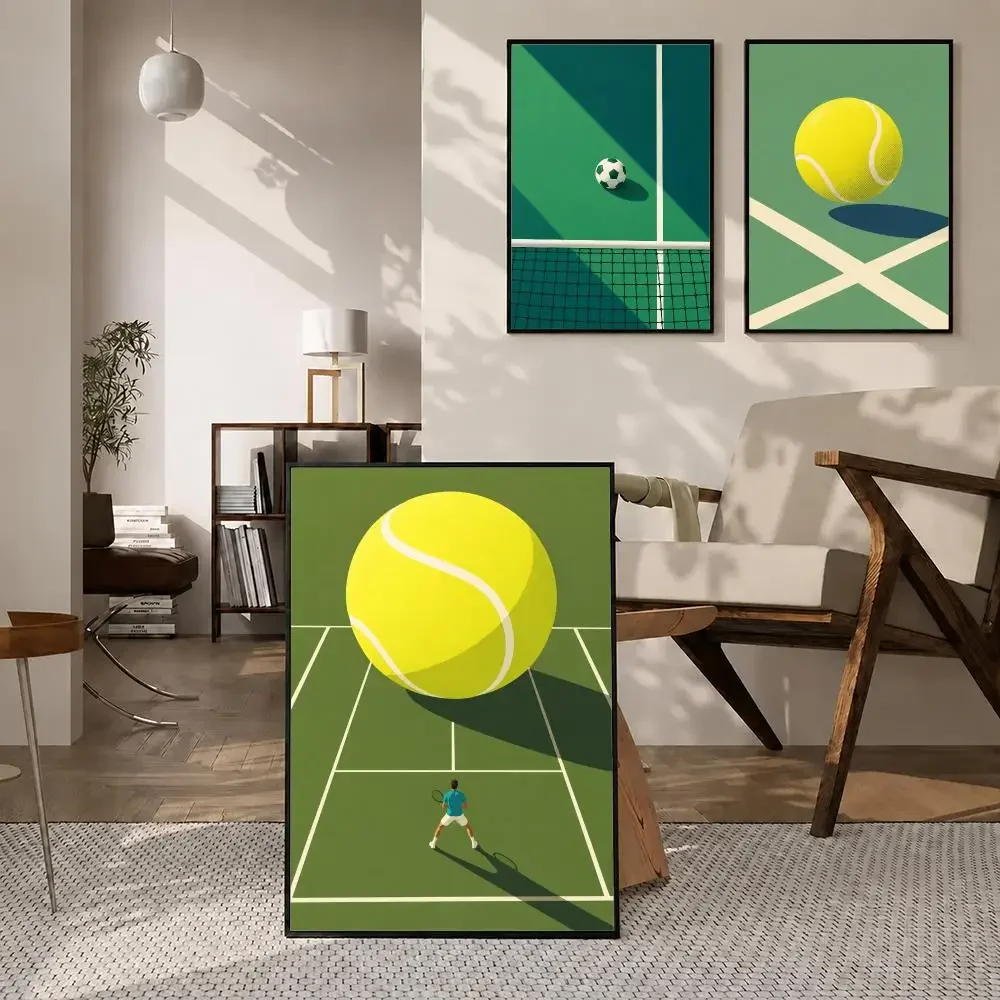 Sport Tennis Racquets and Balls Poster High-definition  stickers, suitable for bedroom, living room, home decoration