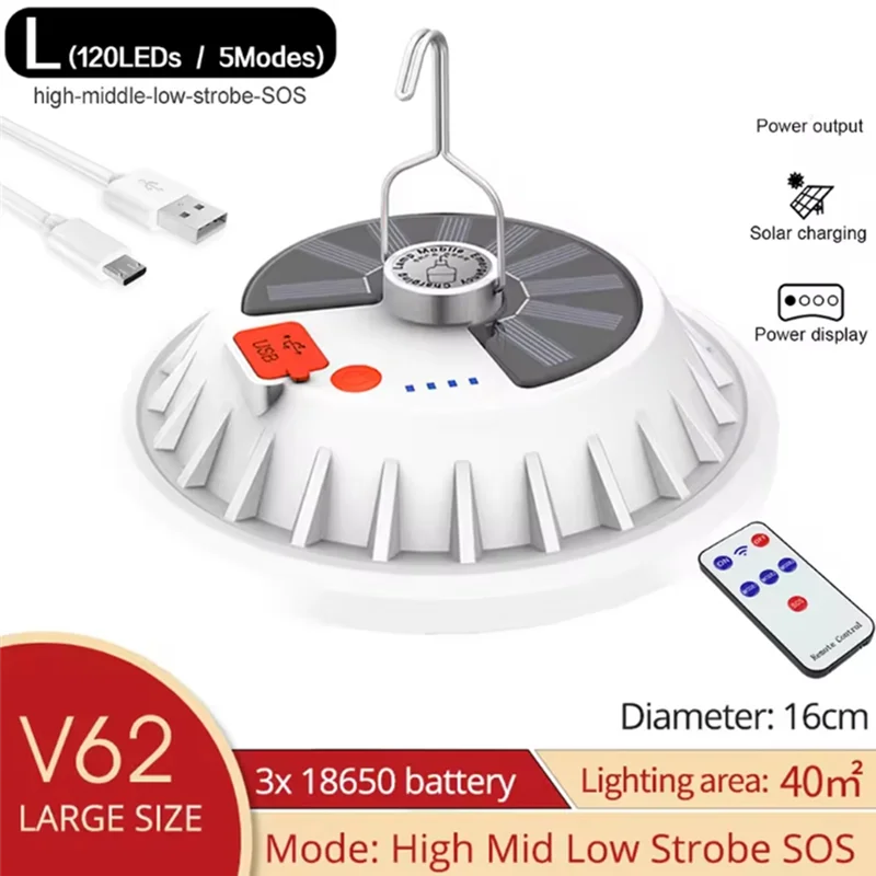 A38Q-Rechargeable 300W Solar Charge LED Bulb Lamp Remote Control Portable Emergency Lantern Night Market Light