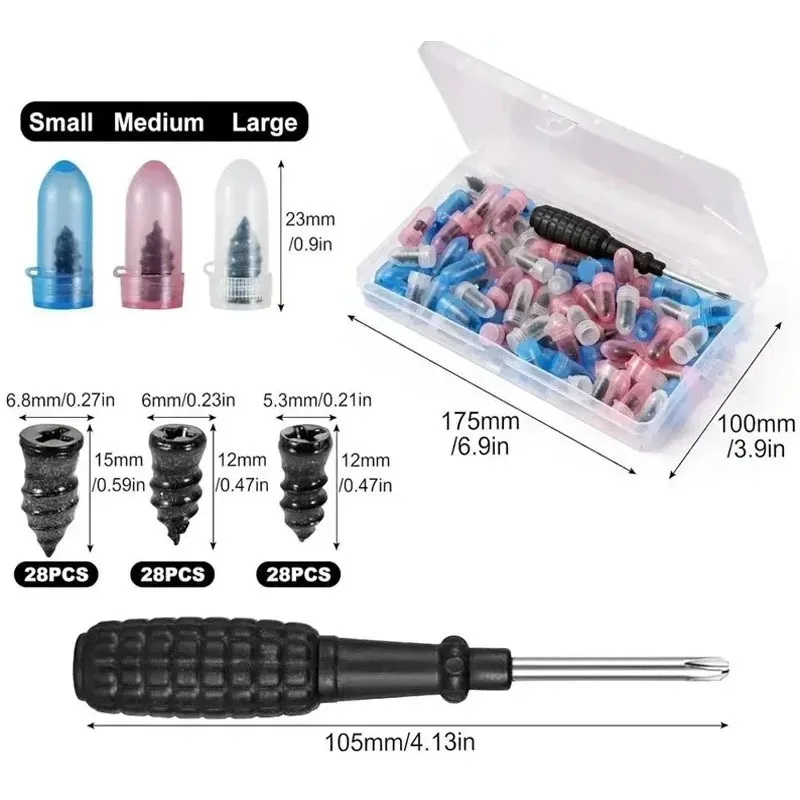 Rubber Screw Tire Repair Nails Storage Box Quick Puncture Repair Car Motorcycle Bike Tubeless Tire Vacuum Tire Repair Kit