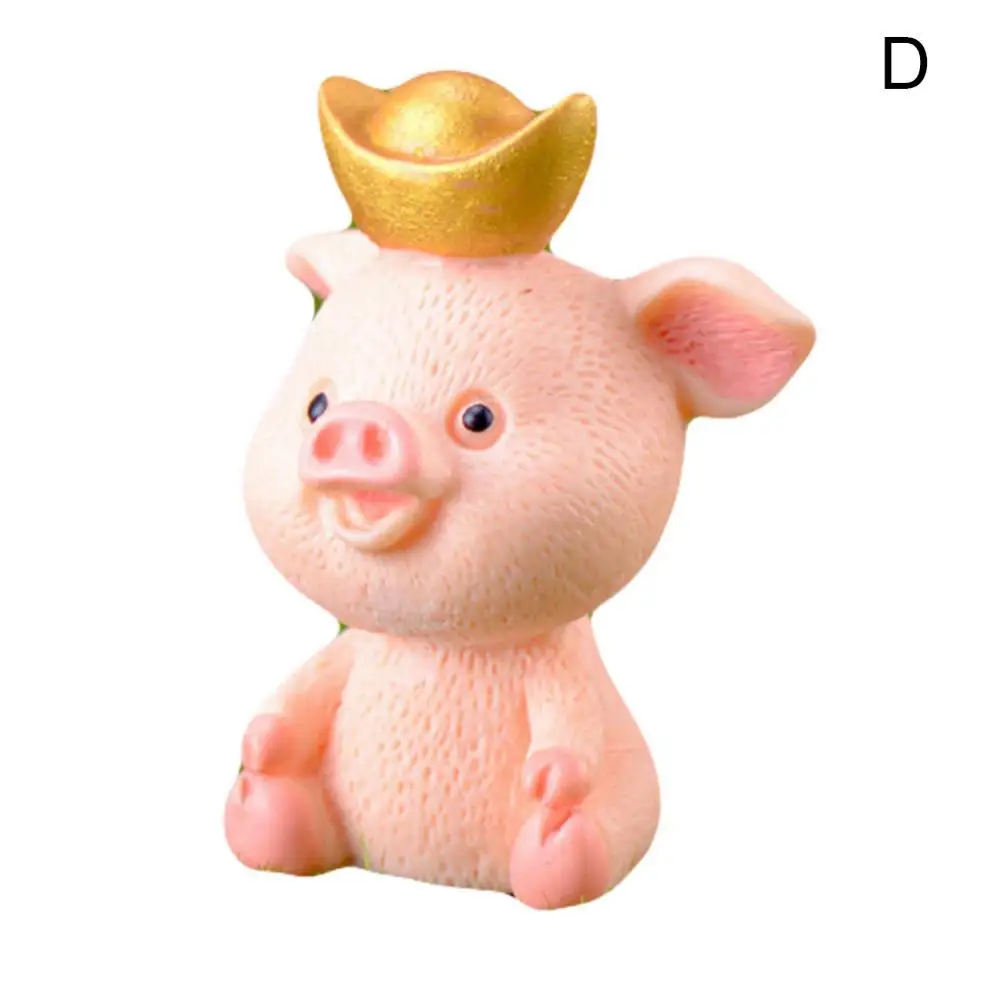 Cute Resin Ornament Miniature Money Lucky Pig Figurine Statue DIY Table Car Dashboard Dolls For Earring Keychain Jewelry Making